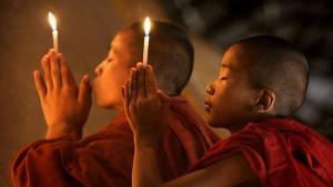 Monks with candles